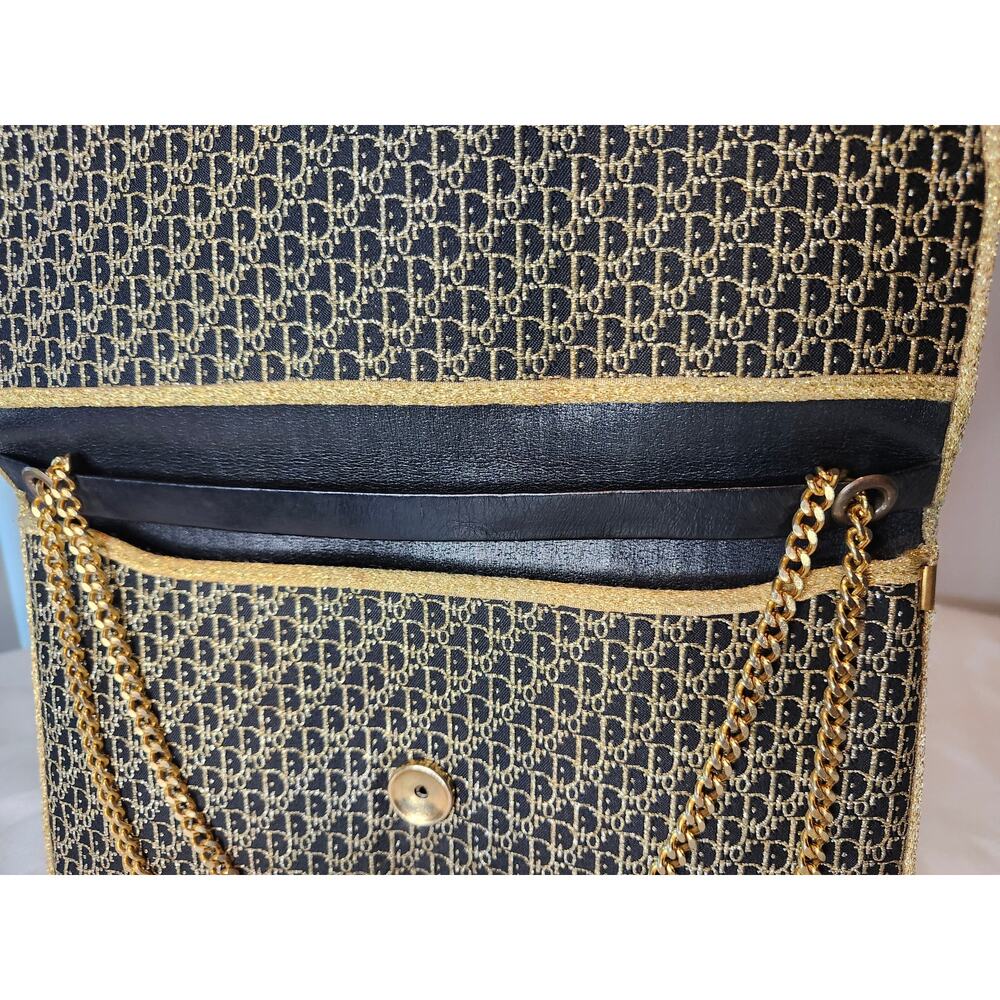 SOLD Christian Dior Vintage Trotter Chain Shoulder Bag Gold and Black NYE - Picture 13 of 15
